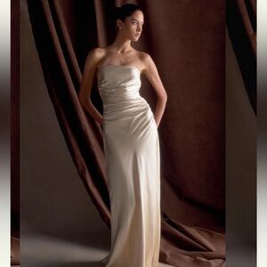 Meshki Cedar Strapless Satin Maxi Dress